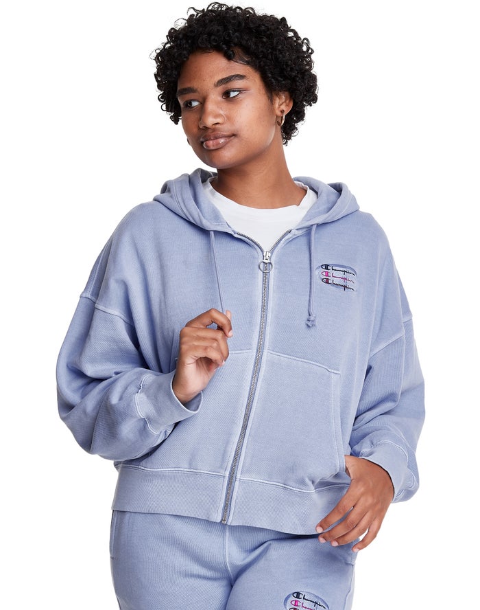 Champion Lightweight Fleece Full Zip Boxy - Naisten VaaleanSininen Huppari - Suomi 3419520-OK